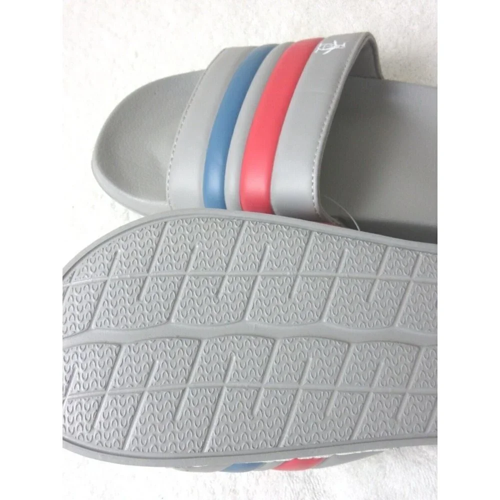 Original Penguin Men's Earle Slide Sandal Grey Red Blue NWT Classic Ships Free